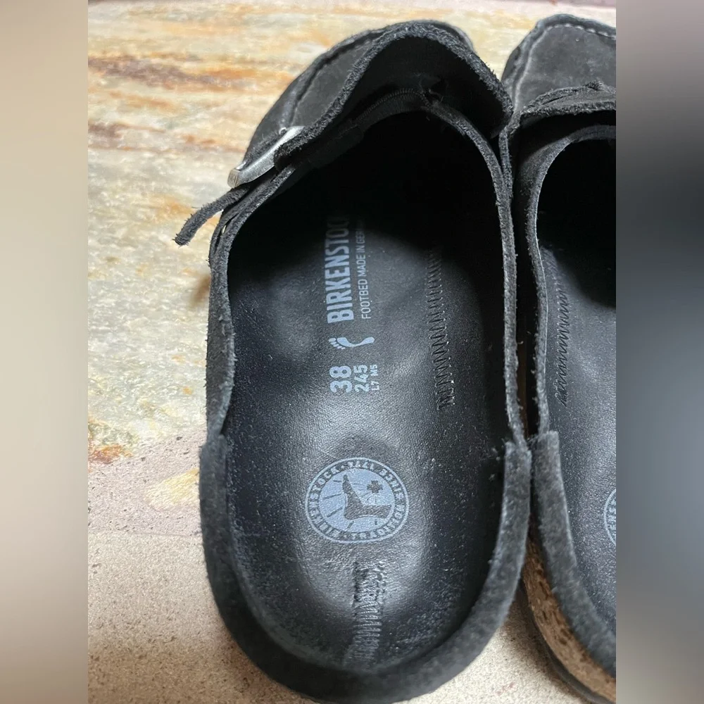 Birkenstock Buckley Clog Shoes Black Suede Leather 38 7 - Picture 7 of 11